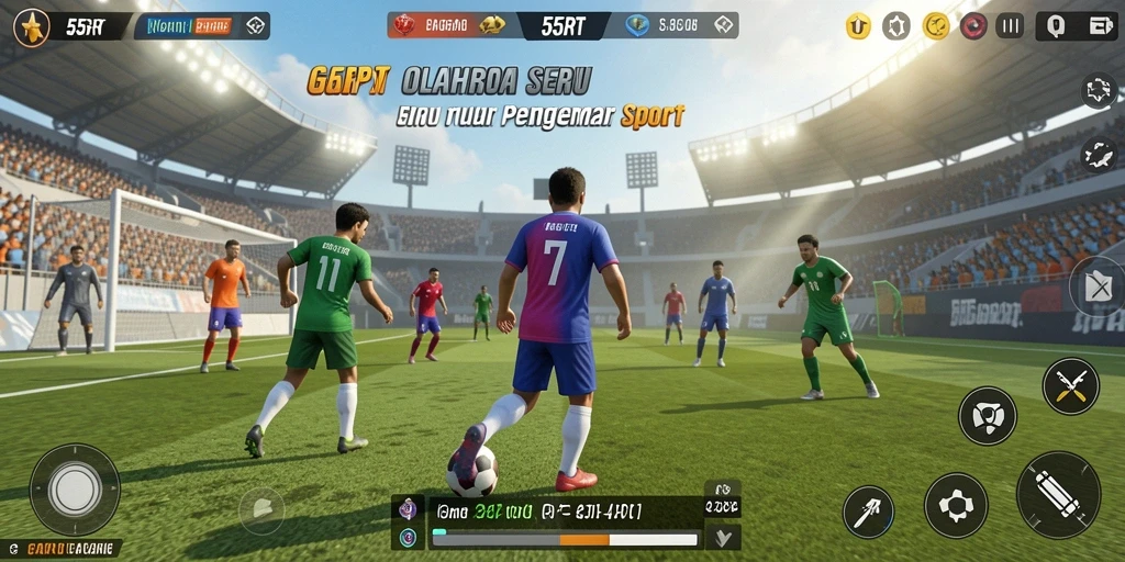 Screenshot utama 55RT menampilkan gameplay olahraga yang mendebarkan.