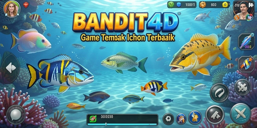 Tangkapan layar utama BANDIT4D menampilkan aksi seru menembak ikan.