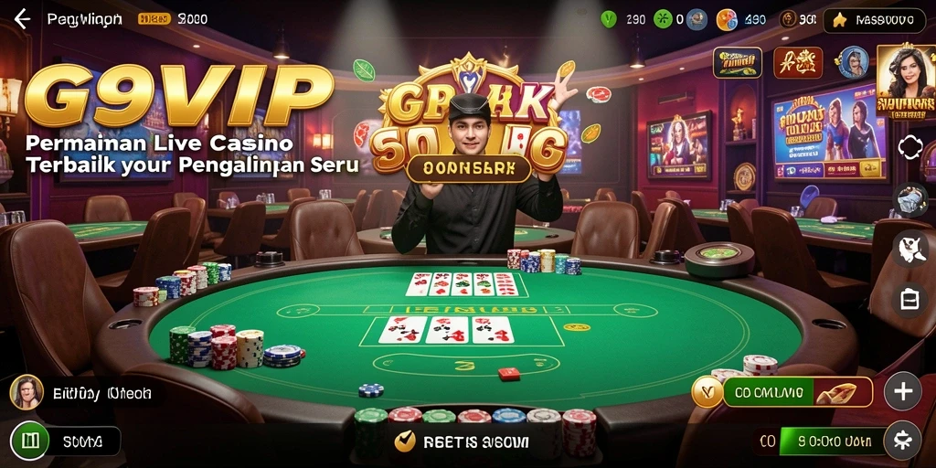 Screenshot G9VIP menampilkan gameplay Live Casino yang mendebarkan dan interaktif.
