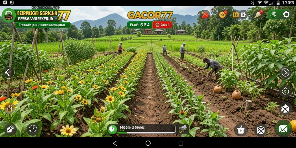 Screenshot GACOR77 menunjukkan gameplay berkebun yang menarik dan penuh warna.