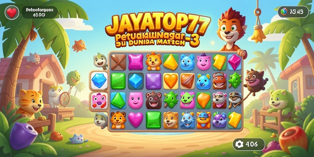Tampilan permainan seru Match-3 di JAYATOP77.