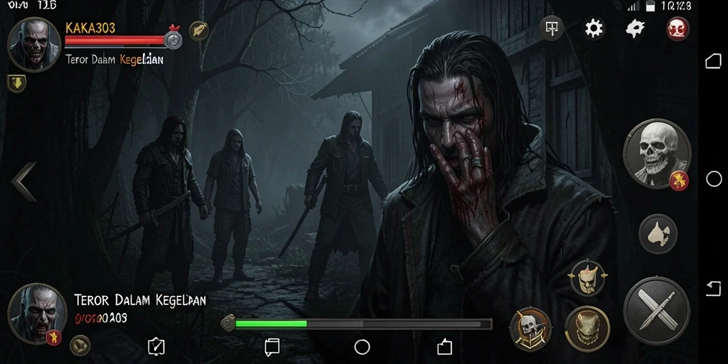 Screenshot gameplay KAKA303 menampilkan suasana Horror yang mencekam.