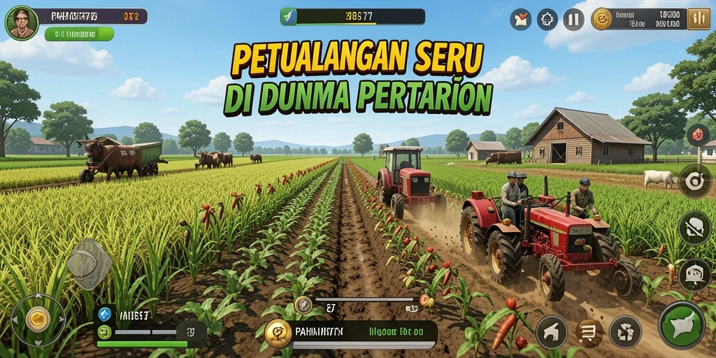 Screenshot gameplay PAHAM777 dengan aktivitas bertani yang seru.