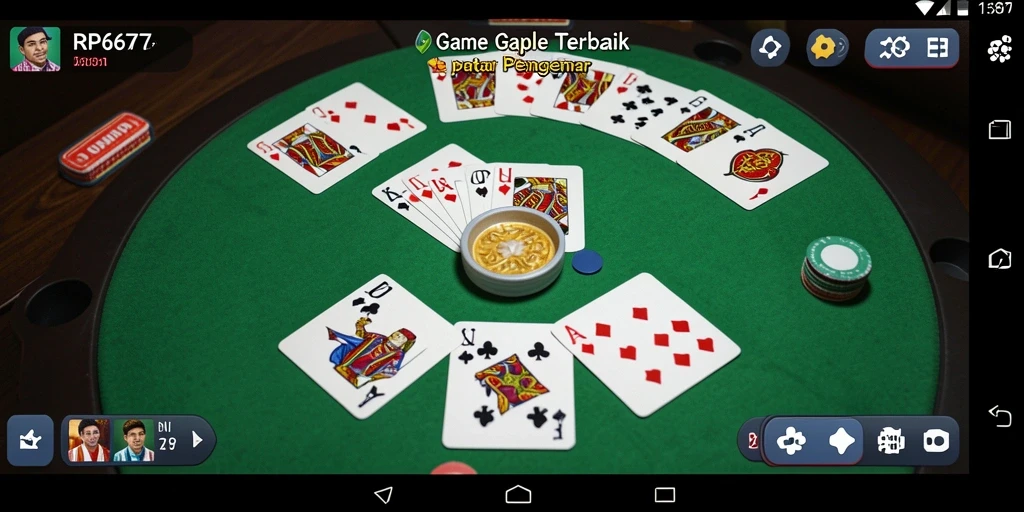 Screenshot utama gameplay Gaple RP6677 yang menarik dan interaktif.
