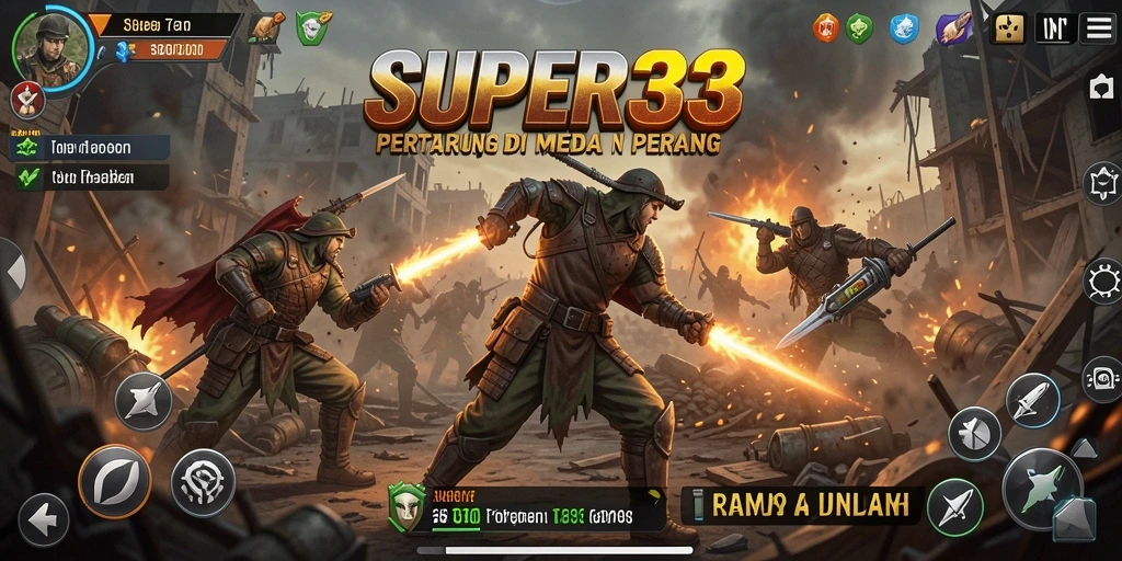 Tangkapan layar gameplay SUPER33 yang menegangkan dan penuh aksi.