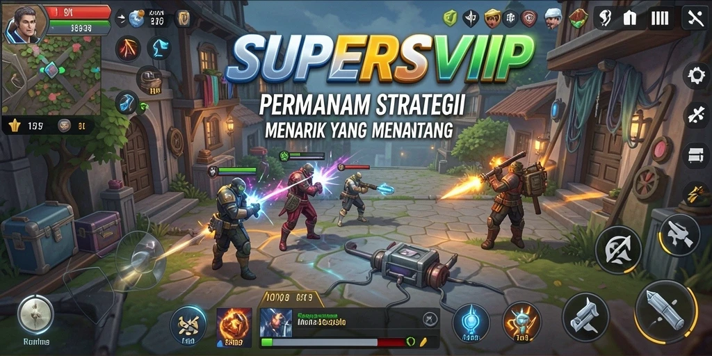 Tampilan gameplay menarik dalam SUPERSVIP yang menggambarkan pertarungan strategi.