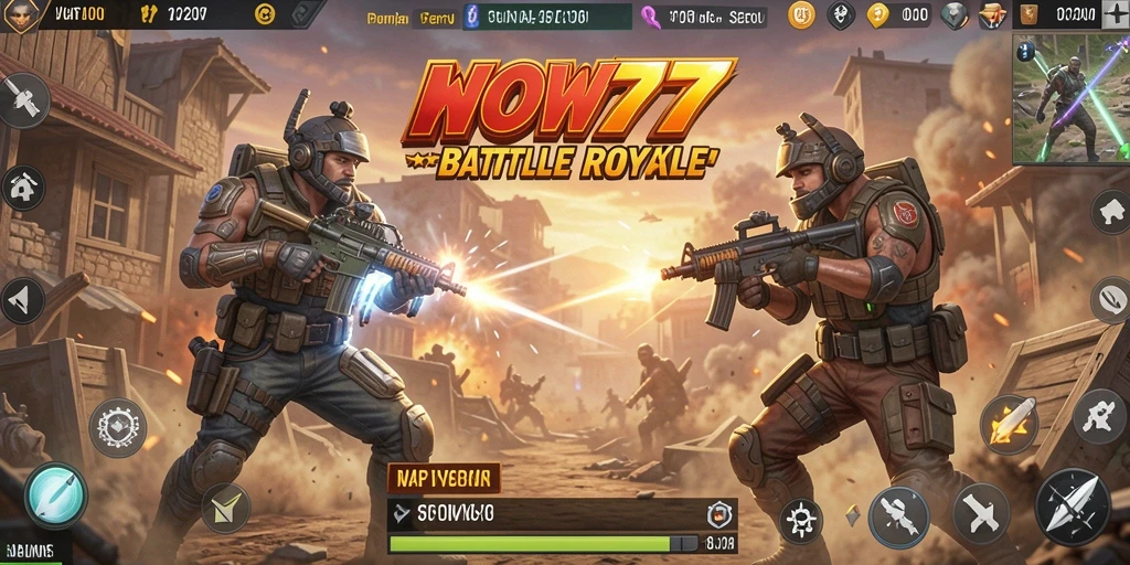 Tampilan menarik dari waw77 dengan aksi gameplay Battle Royale.