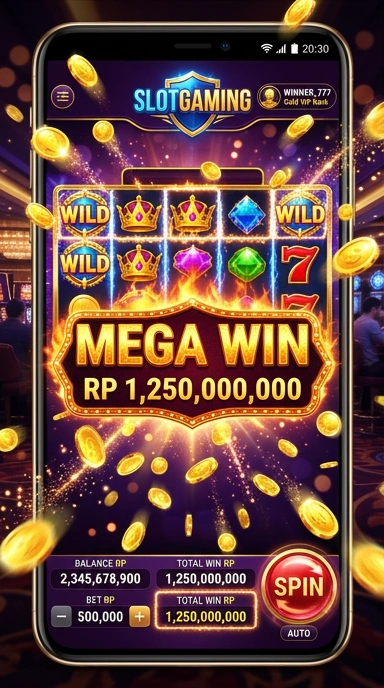 Tampilan antarmuka pengguna slotgaming yang menarik dan sederhana.